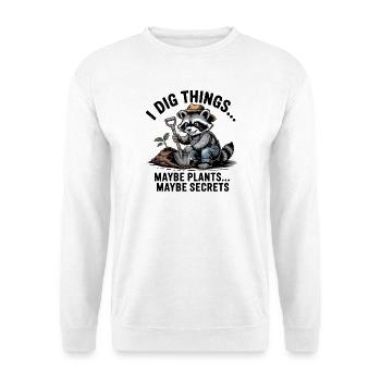 Waschbär-Gärtner gräbt nach Pflanzen - Unisex Pullover - Weiß - Vorne