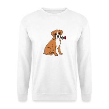 Süßer Boxerhund Valentine Rose Welpe Haustierbesitzer - Unisex Pullover - Weiß - Vorne