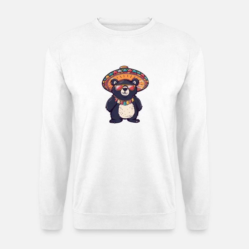 Bär Comic Lustig Sombrero - Unisex Pullover - Weiß