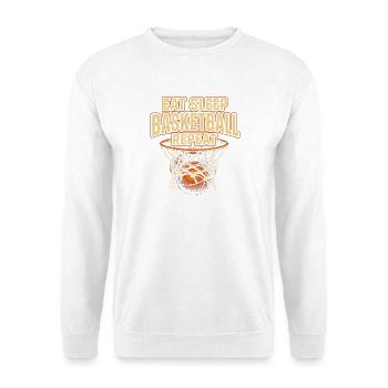 Eat Sleep Basketball Repeat - Unisex Pullover - Weiß - Vorne - Alina (178cm) & Michal (187cm)