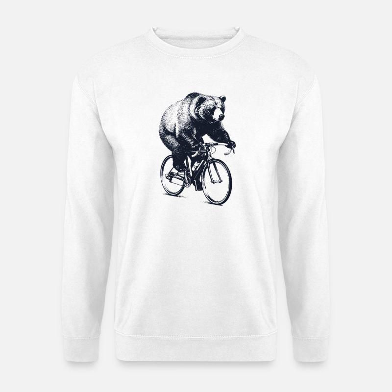 Bär auf Rennrad - Unisex Pullover - Weiß