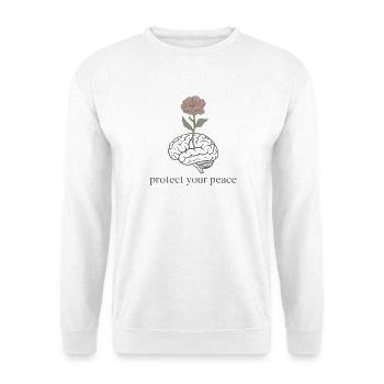 Gehirnblume: Frieden schützen - Unisex Pullover - Weiß - Vorne