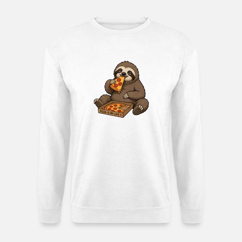 Pizza-Sloth Lebensgenuss - Unisex Pullover - Weiß