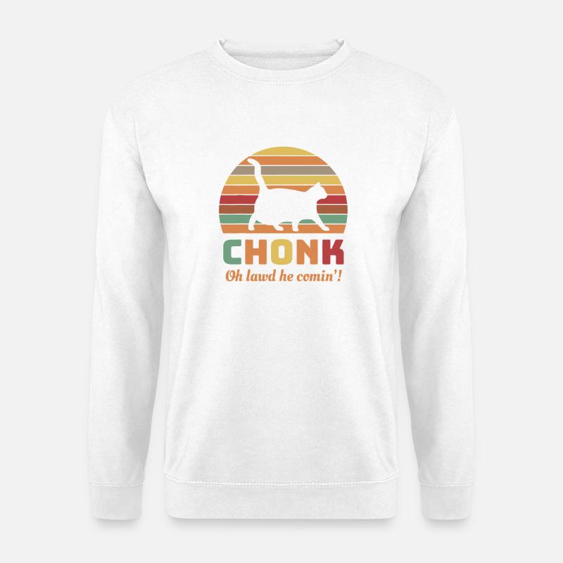Chonk Cat Retro Sonnenuntergangs-Tee - Unisex Pullover - Weiß