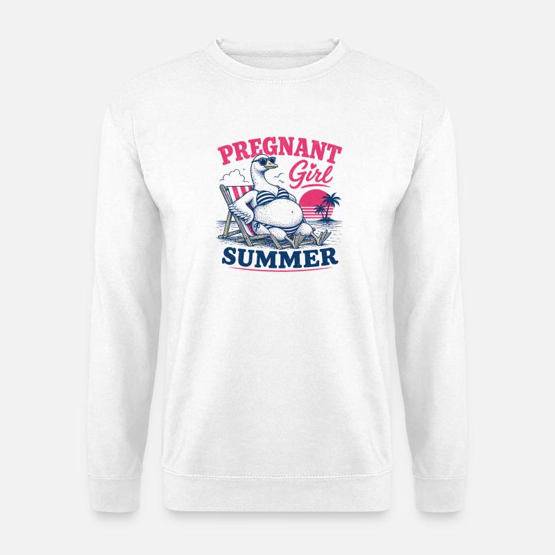 Schwangere Sommerdodo am Strand - Unisex Pullover - Weiß