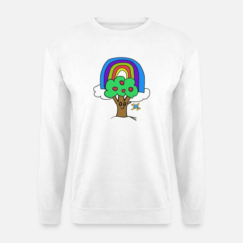 Rainbow Apple Tree Bird Kids - Unisex Sweatshirt - white