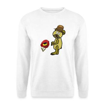 Pfiffiger Teddy Kinder Bär Kind  Blume - Unisex Pullover - Weiß - Vorne