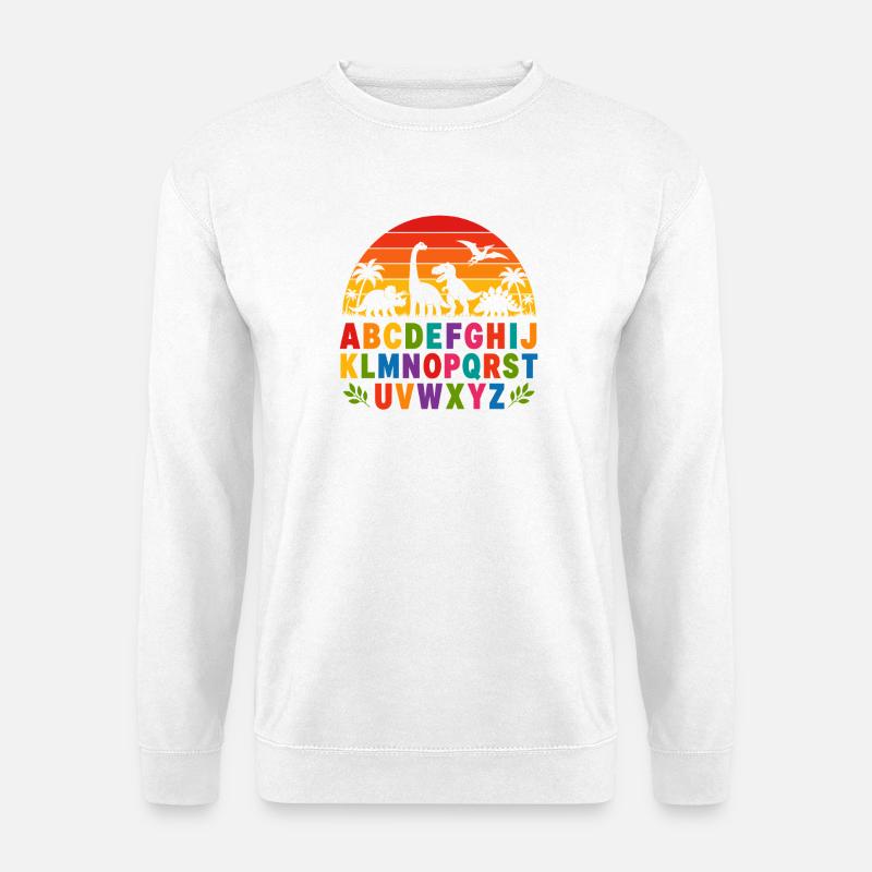 Regenbogen-Dino-Alphabet - Unisex Pullover - Weiß