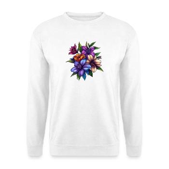 Tropical Flower Bouquet – Colour Explosion - Unisex Sweatshirt - white - Front