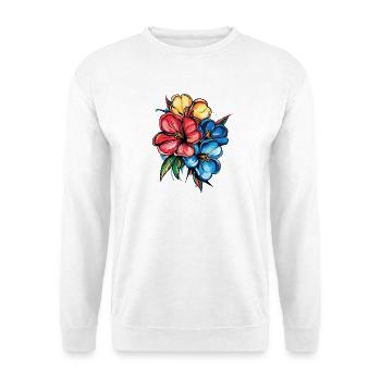 Tropische Hibiskus-Explosion - Unisex Pullover - Weiß - Vorne