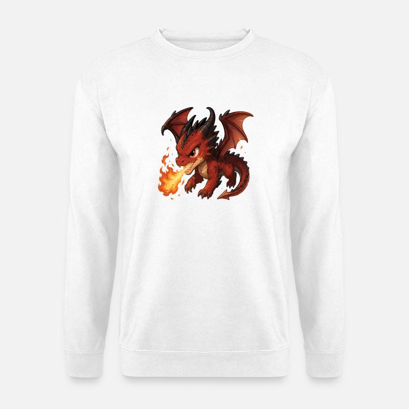 Souffle de Feu du Dragon Rouge - Sweat-shirt Unisexe - blanc