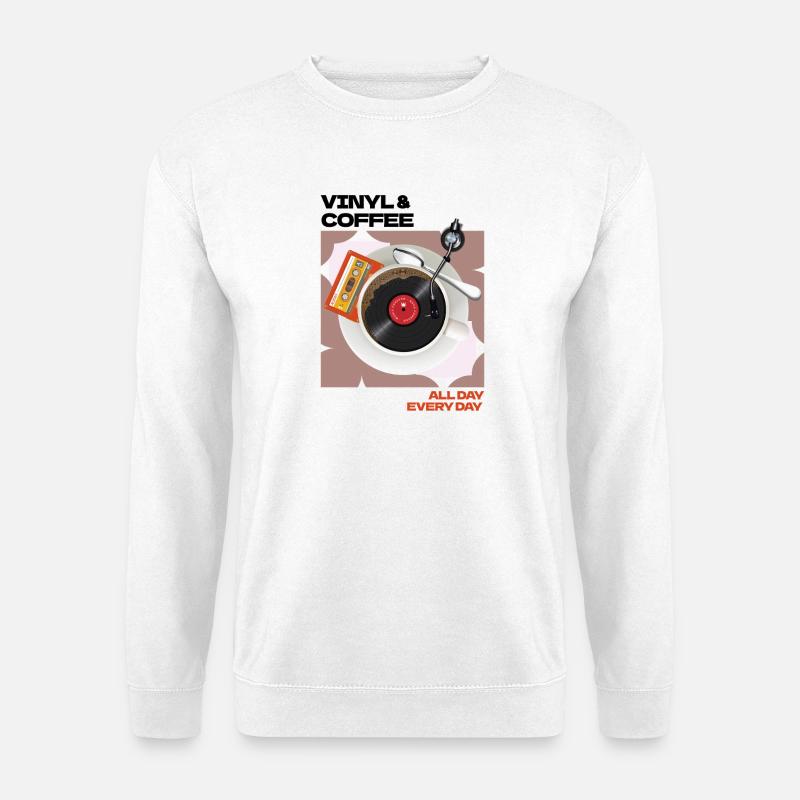 Vinyl & Coffee All Day Every Day - Unisex Pullover - Weiß