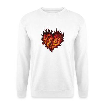 Herz Flamme - Unisex Pullover - Weiß - Vorne