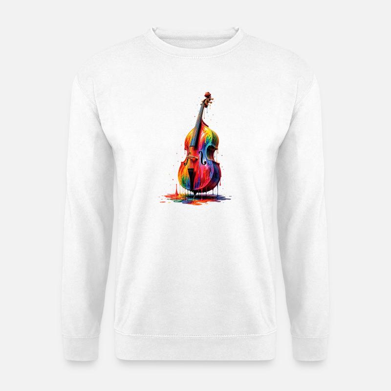 Double bass with dripping paint - Unisex Sweatshirt - white