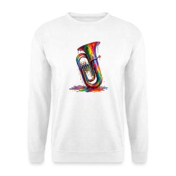 Tuba with dripping paint - Unisex Sweatshirt - white - Front