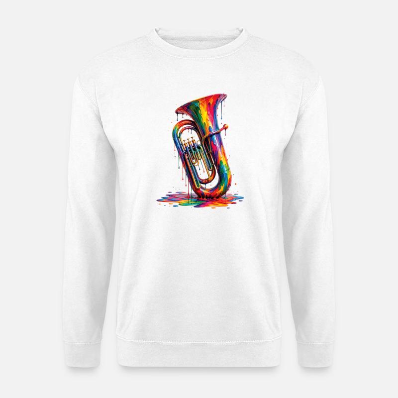 Tuba with dripping paint - Unisex Sweatshirt - white