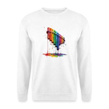 Pan flute with dripping paint - Unisex Sweatshirt - white - Front
