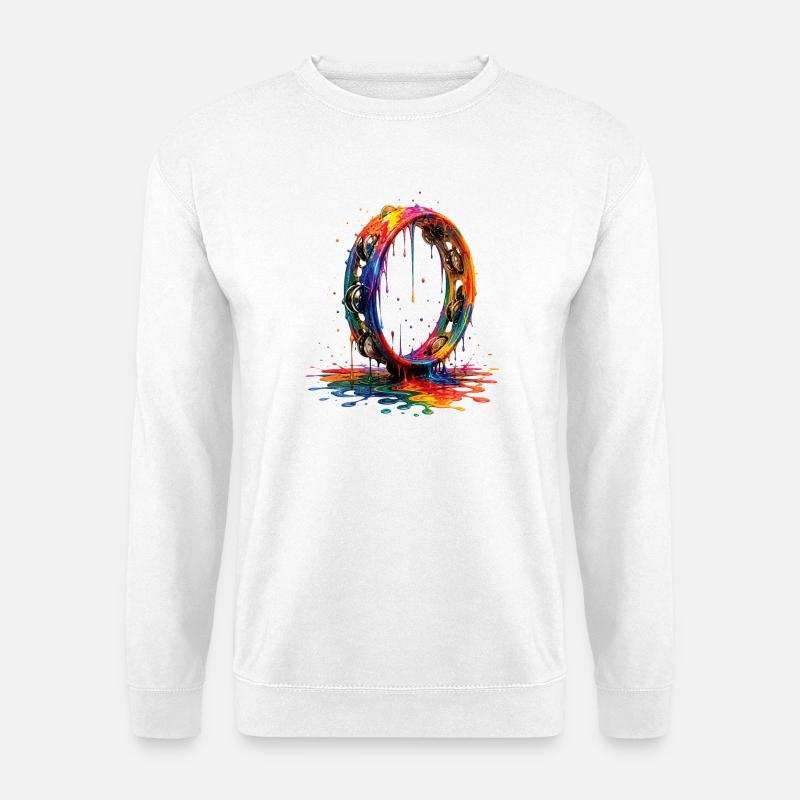 Tambourine with dripping paint - Unisex Sweatshirt - white