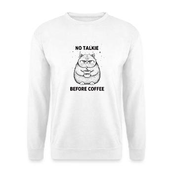 No conversation in front of coffee lover cat - Unisex Sweatshirt - white - Front