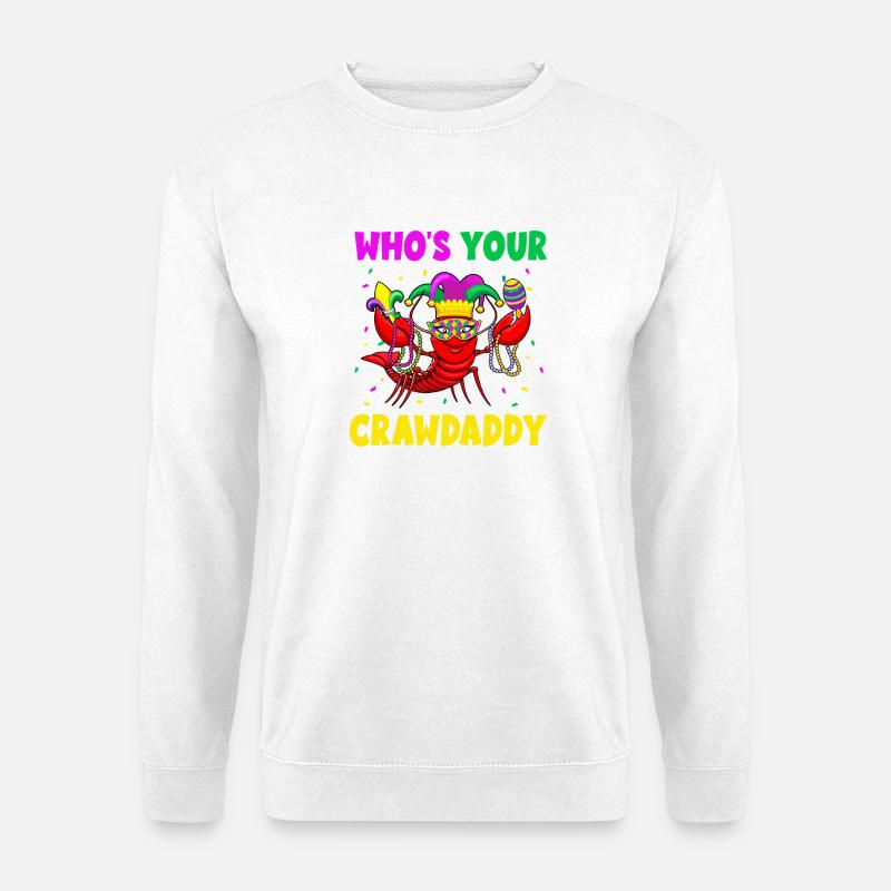 Crawdaddy Mardi Gras Mask - Unisex Sweatshirt - white