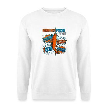 Komm her Fischi Lustiges Wels Angeln Comic - Unisex Pullover - Weiß - Vorne