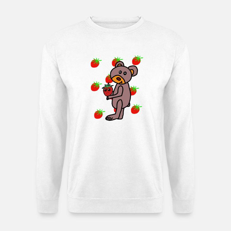 Erdbeere Teddy Kinder Bär  - Unisex Pullover - Weiß