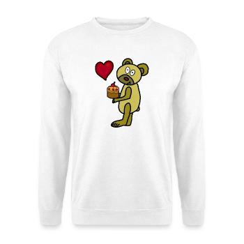 Teddy Muffin Heart Birthday Mother's Day Cake - Unisex Sweatshirt - white - Front