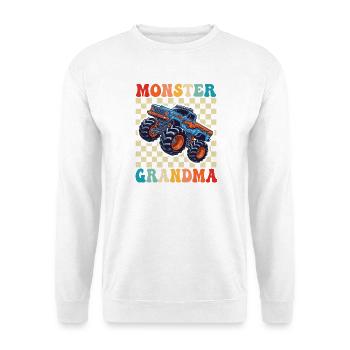 Monster Oma Monstertruck - Unisex Pullover - Weiß - Vorne - Alina (178cm) & Michal (187cm)
