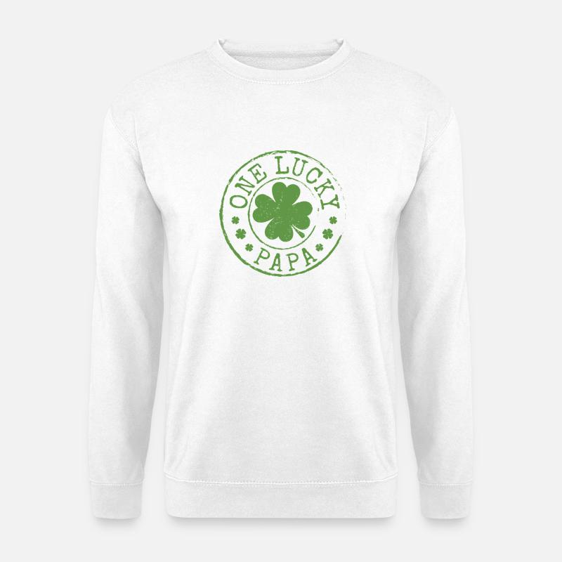 Lucky Papa Shamrock Stamp - Unisex Sweatshirt - white