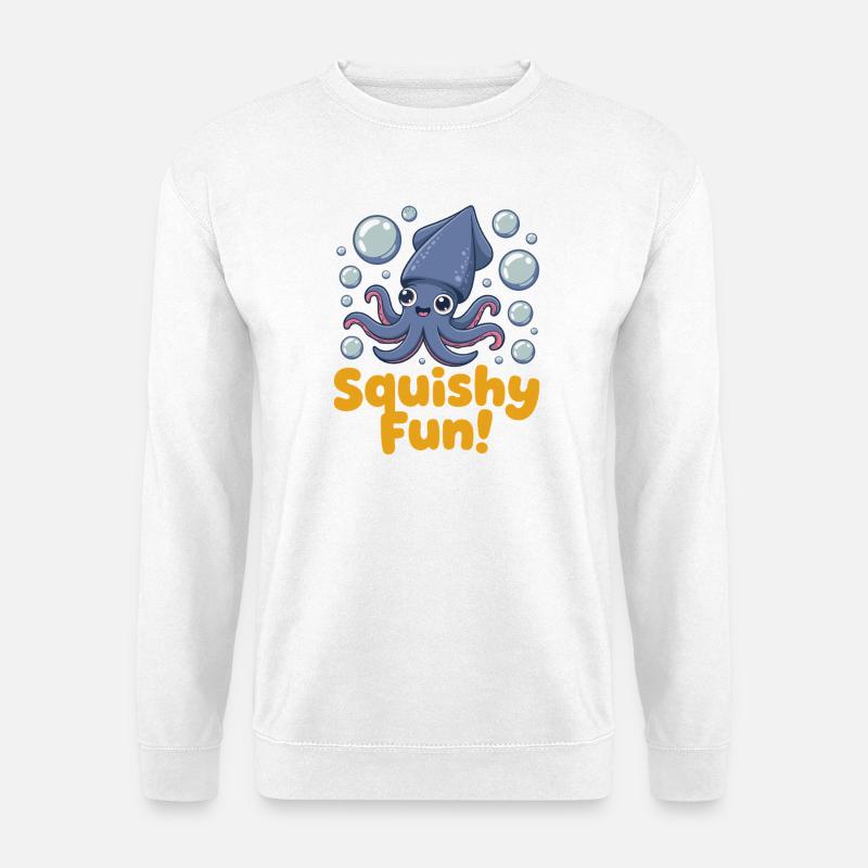Squishy Fun Squid Illustration - Unisex Sweatshirt - white