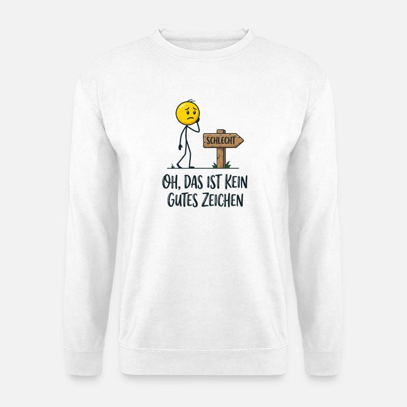 Kein gutes Zeichen Lustiges Strichmännchen - Unisex Pullover - Weiß