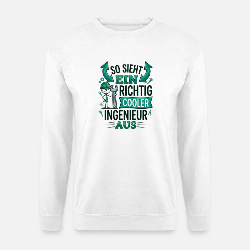 Cooler Ingenieur Spruch Strichmännchen - Unisex Pullover - Weiß