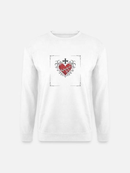 Barbed Heart Crown Tattoo Tee - Unisex Sweatshirt - white