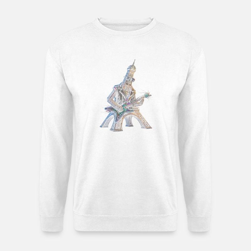 Eiffel Tower plays electric guitar - Unisex Sweatshirt - white