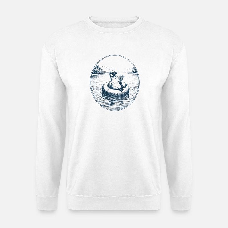Ente mit Cocktail - Unisex Pullover - Weiß
