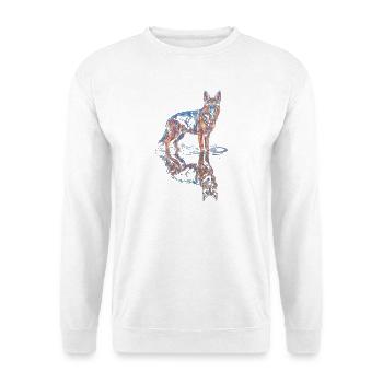Deutscher Schäferhund mit Wasserreflexion - Unisex Pullover - Weiß - Vorne