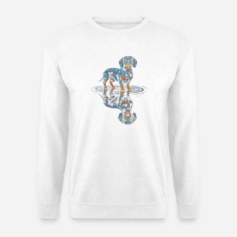Dachshund Water Reflex Blue-Orange - Unisex Sweatshirt - white