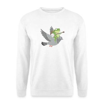 Frosch-Gitarrist auf Taube - Unisex Pullover - Weiß - Vorne