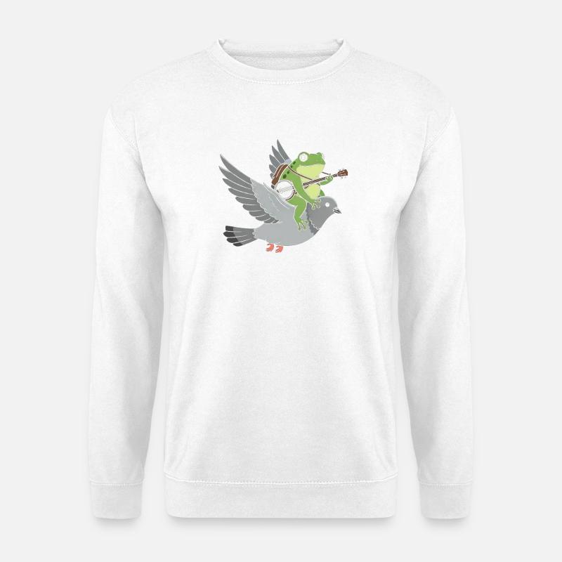 Frosch-Gitarrist auf Taube - Unisex Pullover - Weiß
