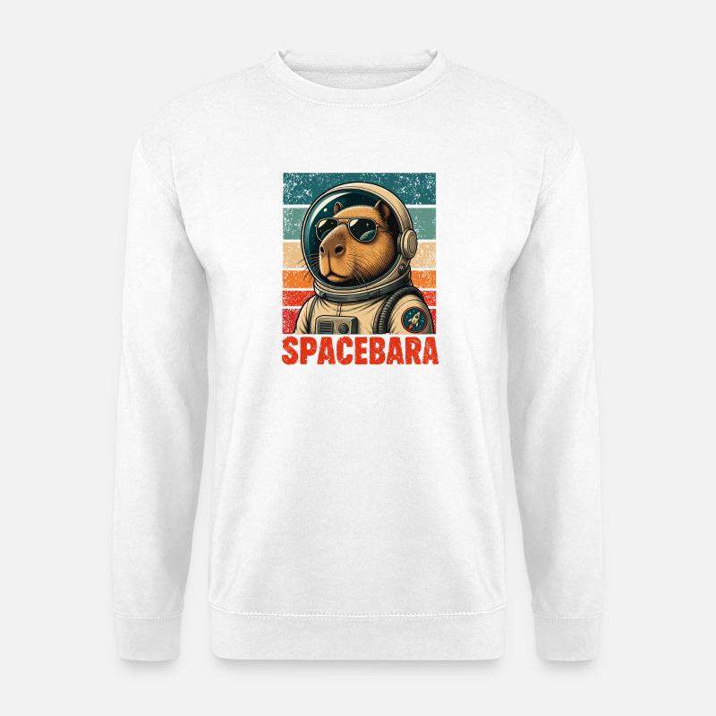  Spacebara Capybara Astronaut Weltraum Retro - Unisex Pullover - Weiß