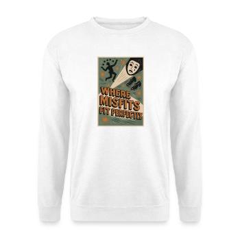 Wo Außenseiter passen | Theater Bühne - Unisex Pullover - Weiß - Vorne - Alina (178cm) & Michal (187cm)