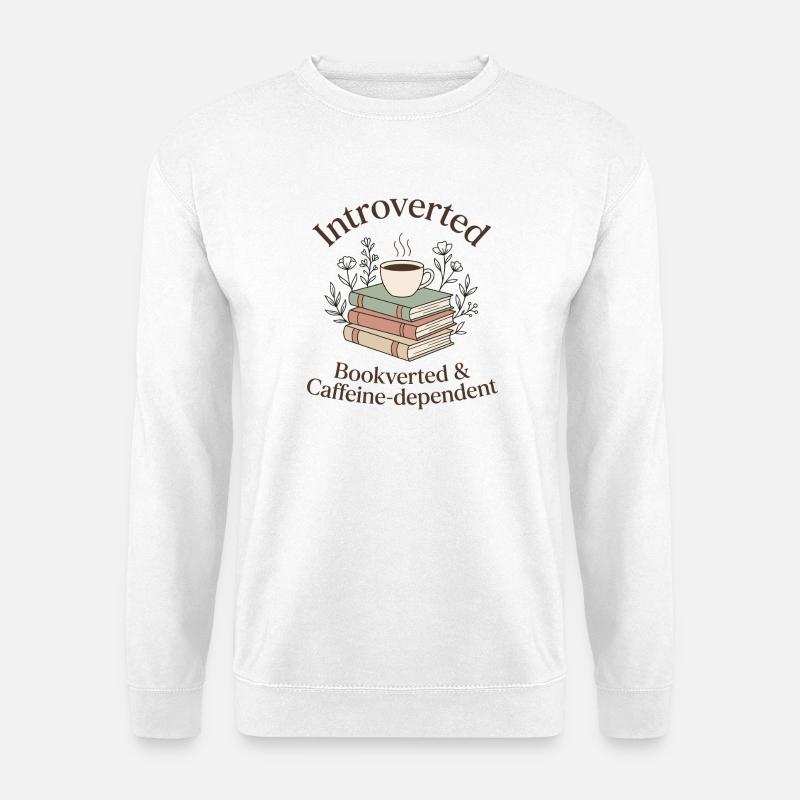 Introvertiert Bücher Kaffee Leseratte - Unisex Pullover - Weiß