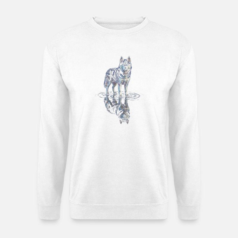 Siberian husky with water reflection - Unisex Sweatshirt - white