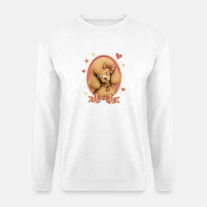 Rosa Pudel mit Schleife - Unisex Pullover - Weiß