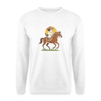 Chat cowboy à cheval - Sweat-shirt Unisexe - blanc - Devant
