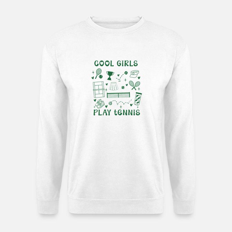 Vintage-Retro Dunkelgrün Coole Mädchen spielen Tennis - Unisex Pullover - Weiß