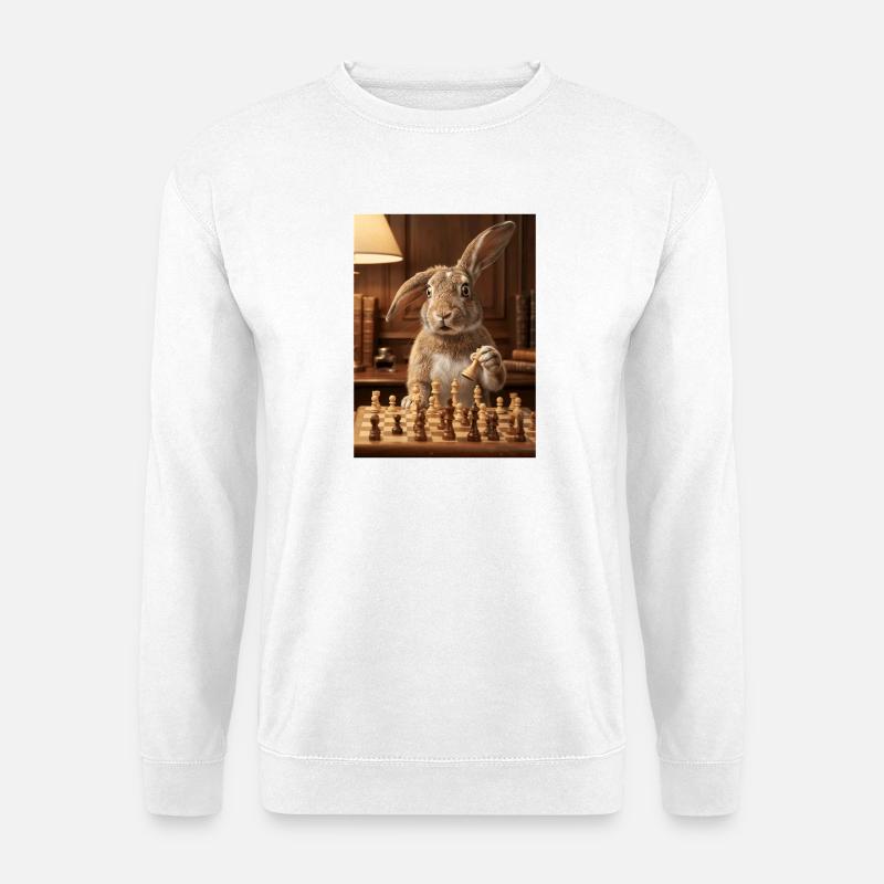 Rabbit playing chess - Unisex Sweatshirt - white