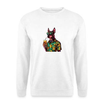 Dobermann Hund Comic Sommer - Unisex Pullover - Weiß - Vorne
