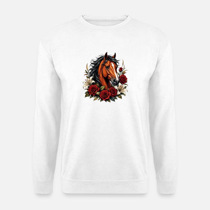 Horse face with rose frame - Unisex Sweatshirt - white