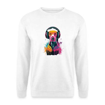 Viszla mit Kopfhörer - Unisex Pullover - Weiß - Vorne